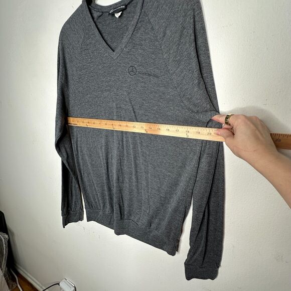 Mercedes Benz Logo Men's Ultra Thin Gray VNeck Long Sleeve Sweater Large - Picture 5 of 10